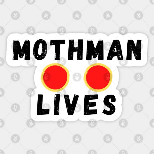 Mothman Lives - Black Sticker by KoreDemeter14